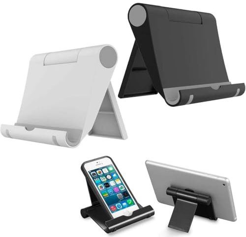 BQRKOTM 2 Pezzi Supporto per cellulare, supporto per smartphone pieghevole e regolabile per tavolo, scrivania, comodo stand per telefono e tablet, compatibile con iPhone, iPad, Samsung, Huawei ecc.