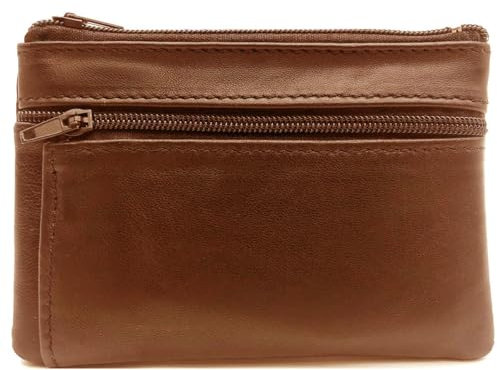 Charmoni - Portefeuille - Porte Monnaie - Multi Poches - en Cuir véritable - pour Homme (Marron)
