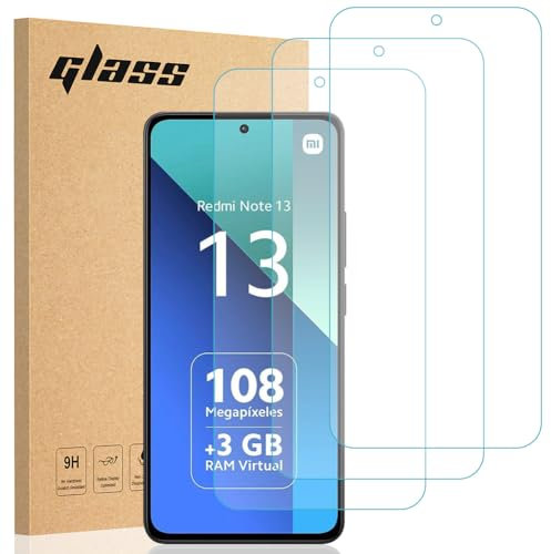 Totill [3 Unidades Protector de Pantalla para Xiaomi Redmi Note 13 4G, Cristal Templado para Xiaomi Redmi Note 13 4G Fácil Instalación, Vidrio templado 9H,Alta Definicion,Anti-Arañazos