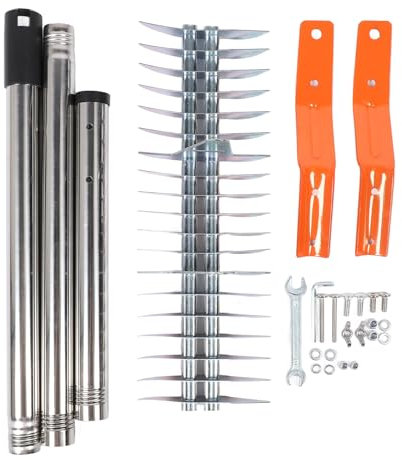 Vertikutiererrechen, Reetrechen Zum Reinigen von Abgestorbenem Gras. Effizienter Rechen aus Stahl und Metall. 19 Dickere Klingen. Abnehmbarer Edelstahlgriff. Klare Blätter, Äste