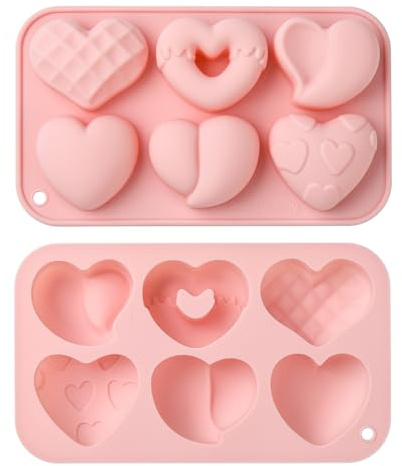 UR URLIFEHALL 2 Stk Herzförmige Silikonformen Love Heart Fondantformen für Schokolade Muffin Cupcake Seife Gelee Pudding Keks Eiswürfel