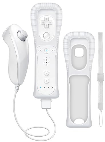 CLVIZCXOM Wireless Remote Control Replaced for Wii Remote Controller for Nintendo Wii, Wii U Video Game Gamepads, Replaceable Remote Game Controller with Silicone Case and Wrist Strap (White)