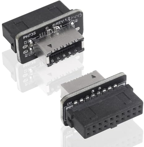 Duttek USB 3.0 to USB 3.1 Type-E Front Panel Adapter (2 Pack) - USB 3.0 19 Pin Male to 20 Pin Type E 3.1 Female Connector, Vertical USB Front Panel Adapter for Computer Motherboard