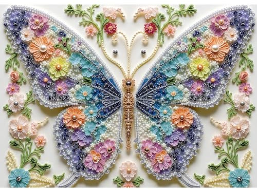 ‌Hopgo Puzzle 1000 Teile,Puzzle Erwachsene,Beaded Blossom Wings Schmetterlings mit Perlenmuster 50x70 cm