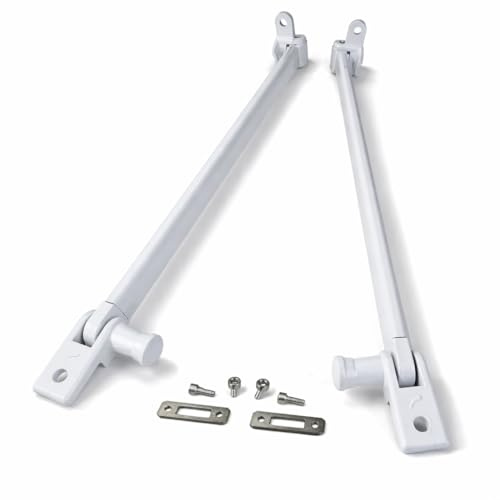 IdeaGenesis - Kit di bracci per tenda da balcone da 50 cm, bianco con fissaggio a balaustra, molla retrattile, piastrine viti sistema universale (bianco, 50 cm)