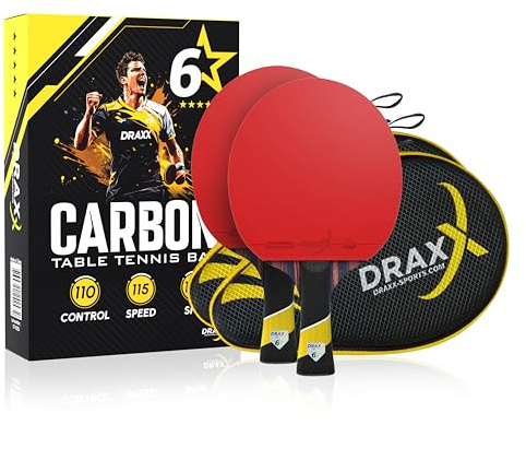 Ping-Pong-Schläger, 6 Sterne | Profi-Schläger, Carbone Pro, dick, maximale Spin, dichter Schaumstoff, 2 mm, inkl. Hülle | ideal für Anfänger bis Pro | Training & Wettbewerb