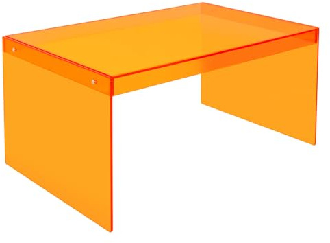 MELAQULY Acryl Couchtisch für Wohnzimmer, 80x 50x 40cm Rechteck Beistelltisch, Wohnzimmertisch bis 50kg für Wohnzimmer Küche Balkon Zimmer Büro (Orange)