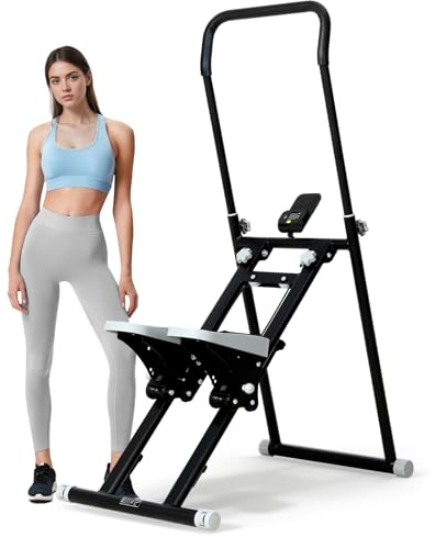 Novonova Stepper für Zuhause, Klettermaschine, Treppensteiger für Heim-Fitnessübungen, Zusammenklappbar, Stufenlos Verstellbarer Widerstand - Heimtrainer für Fitness, Beine & Po, 100kg Tragkraft