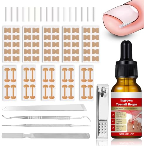 Ingrown Toenail Kit - Ingrown Toenail Corrector - 9 In 1 Kit With Relief Drops For Toenails Discomfort - Ingrown Nail Removal Kit With Soften Liquid, Patches, Lifter & Pedicure Tools