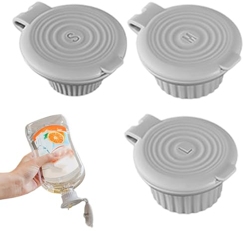 Bottle Emptying Caps, Three Sizes Inverted Dispenser Adapters Set, Material Anti-Leak Inverter Shampoo Lotion, Zero Waste Solution Home, Grey White, Three Piece Kit