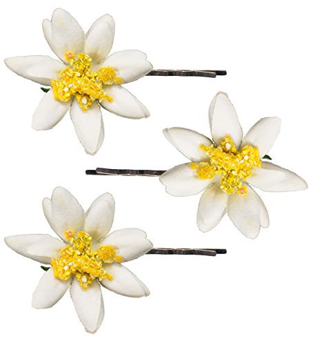 Alpenflüstern Trachten-Haarklammern Edelweiß-Blüten 3er-Set (creme-weiß) ADV104