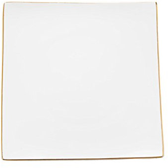 WXiaJ-assiette Plaque carrée Occidentale Plaque dorée d'hôtel Vitrine en Porcelaine Blanche (Taille : 8(19.5cm))