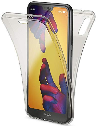 NALIA 360-Degrés Coque Compatible avec Huawei P20 Lite, Protection Tout Round Housse Silicone Portable Full-Cover, Transparent Case Écran Integrale, Fine Souple Slim Bumper Etui, Couleur:Gris