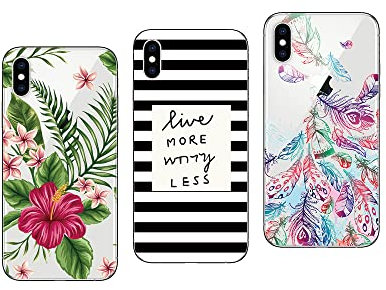 NOVAGO Compatible Apple iPhone XS, iPhone X, iPhone 10 Pack of 3 Protective Cases with Fantasy Pattern (Pack #2)