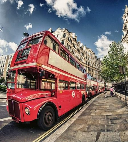 Vlies Fototapete LONDONER BUS 225 x 250 cm | Vliestapete - Wandtapete inklusive Kleister | PREMIUM VLIES QUALITÄT
