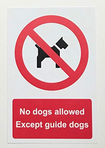 No dogs allowed Except guide dogs sign - Face adhesive reverse window sticker 200mm x 150mm