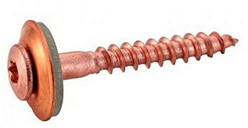 200X Spanplattenschrauben Linsensenkkopf 4.5x35 Torx Edelstahl A2-CU EPDM Dichtscheibe Ø 20 DIN 7995