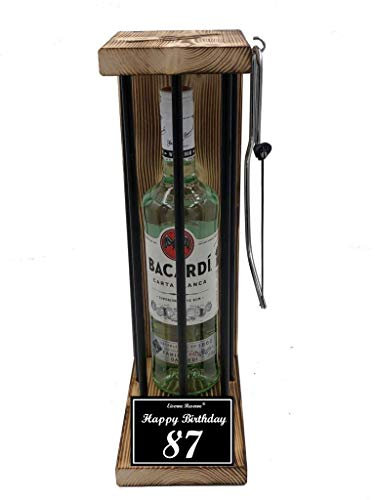 Bacardi Geschenk 87 Geburtstag Eiserne Reserve Black Edition Bacardi Carta Blanca Rum (1 x 0.7 l) incl. Säge -s- Happy Birthday 87 Geburtstag