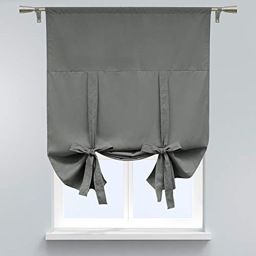 SCHOAL Raffrollo Tunnelzug Blickdichte Raffgardine Einfarbige Gardine Mikrofaser Küche Kleinfenster HxB 160x100 cm Grau