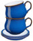 Denby - Imperial Blue Tea Cup and Saucer Set of 2 - 200ml Stoneware Ceramic Coffee Mug and Saucer Set - Tea Party Set - Dishwasher Safe, Microwave Safe - Royal Blue, White - Chip Resistant