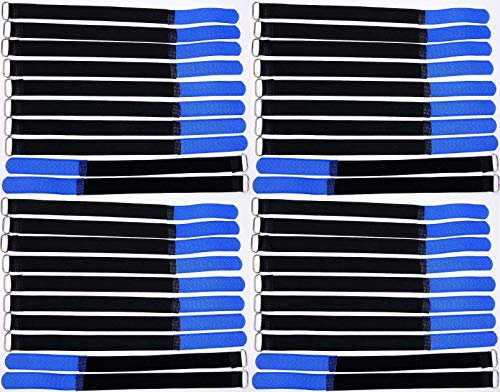 40x 30 cm x 20 mm wiederverschließbare Klett-Kabelbinder BLAU mit Metall-Öse - Kabel-Klettband 300 mm wiederverwendbar