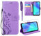 AROYI Funda de cuero para Huawei P30 Lite Flip Cover + HD Protector de pantalla Morado Claro