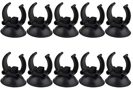 HALJIA 10PCS 23mm Aquarium Fish Tank Suction Cups Airline Hose Pump Air Line Tubing Holder Aquarium Suction Cup Clips Airline Tube Holders Clamps for Fish Tank Black