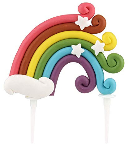 Unimall Bunte Regenbogen Kuchendeckel Alles Gute zum Geburtstagstorte Pick 3D weiche Keramik Kuchen Dekoration für Regenbogen Thema Junge Mädchen Babyparty Geburtstag Hochzeitsfeier Lieferungen 1Pc