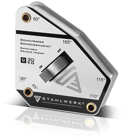 STAHLWERK Magnet-Schweißwinkel Magnetwinkel Schweißmagnet schaltbar 45° - 165° 30 kg / 66 lbs