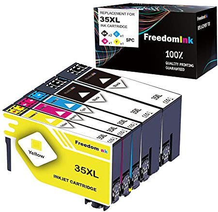 FreedomInk 5 35 kompatibel zu Epson 35 35XL Druckerpatronen für Epson Workforce Pro WF 4700 Series WF 4720DWF WF 4725DWF WF 4730DTWF WF 4735 DTWF WF 4730DWF WF 4740DTWF (2 Schwarz,Cyan,Magenta,Gelb)