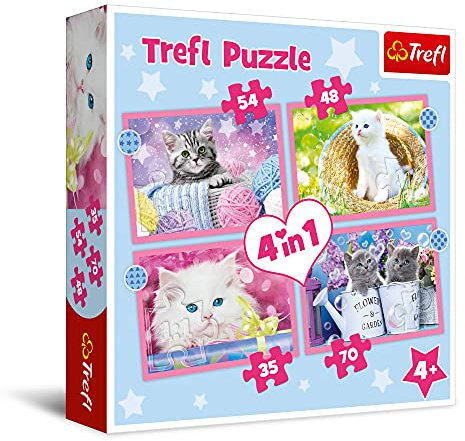 Trefl 4 in 1 Puzzle 35, 48, 54, 70 Teile - Katzen