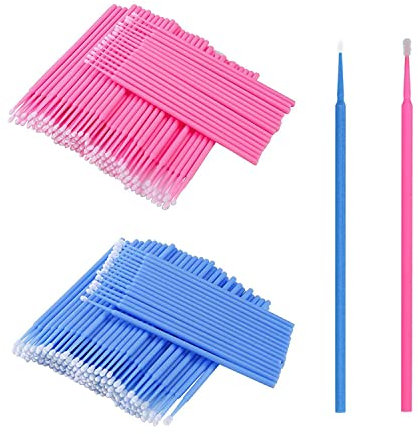 TAKUZA 200 Stück Einweg Microbürsten Wimpernbürste Für Wimpernverlängerung, Wimpernlifting Zubehör, Lashes Graft, Make-up Reinigungsstäbchen, Oral und Sauberkeit (ROSA+BLAU)