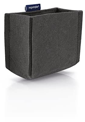 magnetoplan magnetoTray ecoAware, Grau | Magnetischer Schreibtisch Organizer aus 100% rPET-Filz | BxHxT 130x100x60 mm | Stiftehalter für Bürobedarf | Graue Stiftebox | recycelte PET-Flaschen