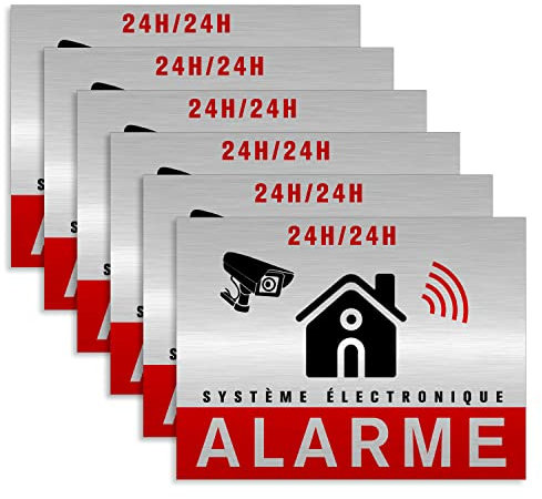 Autocollant alarme maison – Etiquette site sous vidéo surveillance – Stickers, affiche adhesif - Alu 8,5 x 5,5 cm (6)