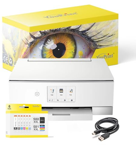 youprint Bundle TS8351a Multifunktionsgerät (Drucker, Scanner, Kopierer) mit 6 kompatiblen Druckerpatronen passend für Canon 580 581 XXL