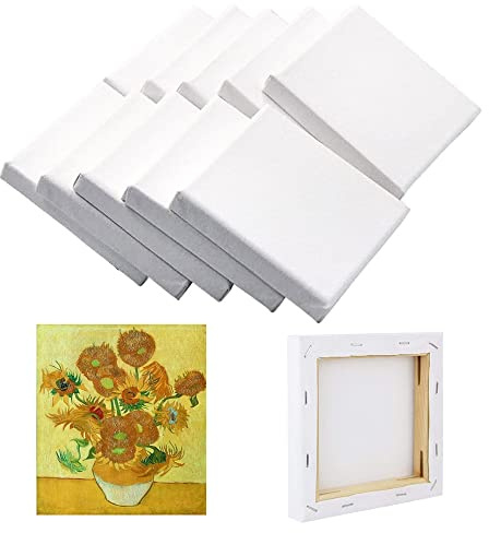 Paquete de 10 mini paneles de lienzo, 10 x 10 cm, tablero cuadrado pequeño para pintura al óleo en blanco, 3.93 pulgadas