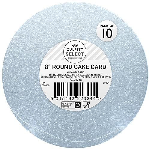 Culpitt Select 8 3mm Round Cake Boards, 3mm Double Thick Cards For Celebration Desserts, Birthday Treats, Cupcakes, and More! 8 Inch, Pack Of 10