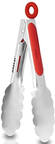 Anaeat Sturdy Mini Kitchen Tong - High Heat Resistant Cooking Tongs - 7 Inch Non-Slip Stainless Steel Small Locking Tongs for Grilling, Cooking, Turning and Barbecue