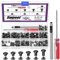 Swpeet Lot de 110 rivets Chicago en cuir de 6 tailles M5 x 4 mm/5 mm/6 mm/8 mm/10 mm/12 mm avec kit d'outils d'installation, rivets à vis M5 Chicago pour réparation du cuir