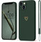 Mitetabo für iPhone 14 Hülle,Handyhülle iPhone 14 Gold Liebesherz, Mädchen Case Weich Silikon Slim Stoßfest Kratzfeste Süßes Gold Love Schutzhülle für iPhone 14 6.1 Dunkel grün