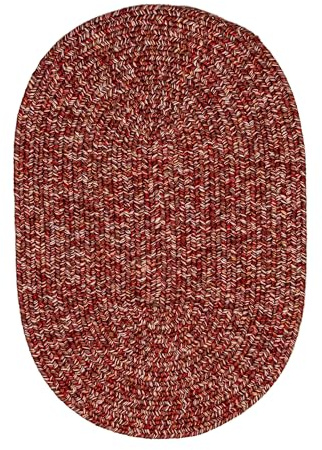 Super Area Rugs Rustikaler Bauernhaus-Teppich für drinnen und draußen, wendbar, geflochten, hergestellt in den USA, Rot, 60 x 90 cm, oval