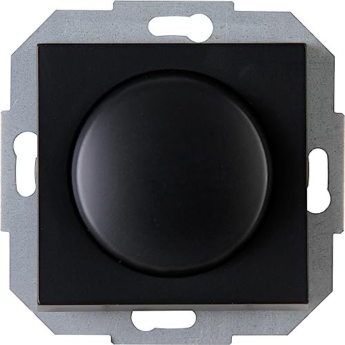 Kopp Athenis Universal-Dimmer mit Druck-Wechsel-Schalter für LED, Phasenan- und Phasenabschnitt, LED 3-100 Watt, Glühlampen 10-250 Watt, schwarz, matte Oberfläche, 845850082