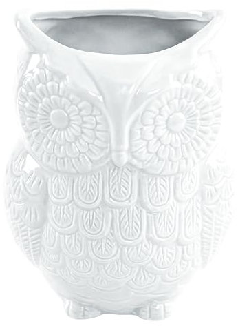 Kitchen Utensils Holder Owl Utensil Holder Decorative Ceramic Cookware Crock & Organizer,Kitchen Ceramic Décor Gift White