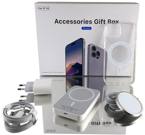 Coffret, Batterie Externe Iphone, Coque iPhone 12 & 12 Pro, Chargeur iphone, Magsafe, Pack Complet pour iPhone 12 Pro