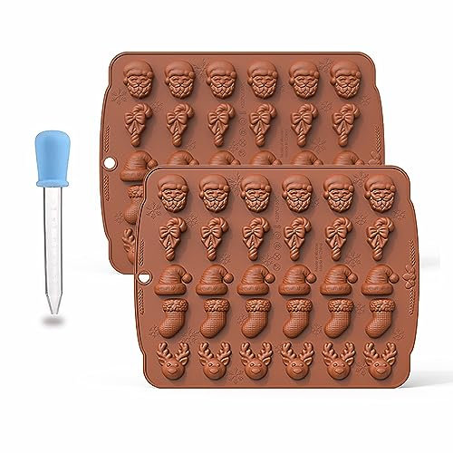 ysister Stampi di cioccolato di Natale,2pezzi Stampo natalizio per cioccolatini,Stampo Silicone Cioccolato Caramelle,Stampi per caramelle al cioccolato,per torte,decorazioni natalizie (Marrone)