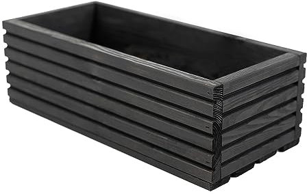 BOGATECO Blumenkasten aus Holz | Pflanzkasten | Blumentopf 44 x 20 x 14,5cm | Kräutertopf für zu Hause Garten Balkon Terrasse | Topf mit Kunststoffeinsatz | Imprägniert | Schwarz