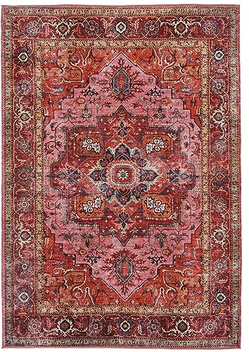 RugVista, Georgia Oriental, Teppich, 120 x 180 cm, Rechteck, Kurzflor, Modern, Oeko-TEX Standard 100, Wohnzimmer, Schlafzimmer, Esszimmer/Küche, Flur, Büro, Nur chemisch reinigen, Rot/Rosa