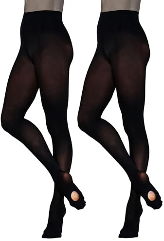 2 Pairs Dance Ballet Convertible Tights 60 Denier For Girls and Women
