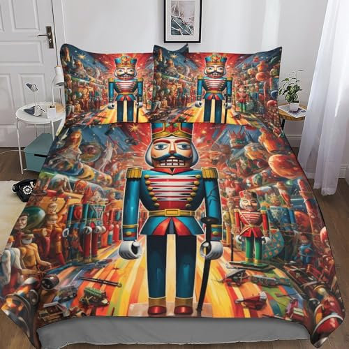 flapperons 3D Duvet Cover Nutcracker Bedding Set Bedding & Linen Soft And Lightweight Bedding & Linen Bedroom Decoration 3 Piece Set Double(200x200cm)