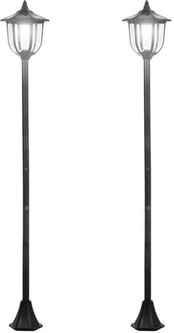 Outsunny Lot de 2 luminaires extérieurs lampadaire sur pied solaire lampadaire lanterne classique LED 60 Lm max. dim. 26L x 26l x 177H cm noir